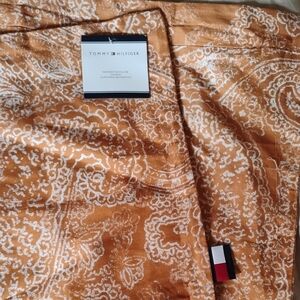 Tommy Hilfiger Orange and White Paisley Decorative Pillow Covers